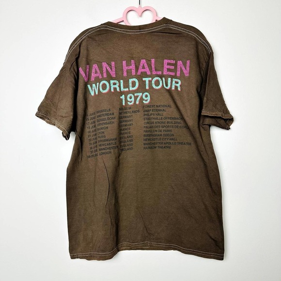 Van Halen NWOT Unisex  Brown Graphic Crew Neck Short Sleeve Casual T-Shirt Large - Picture 6 of 7